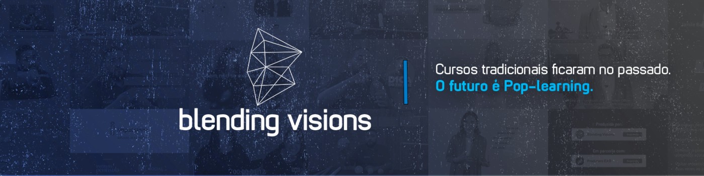 Banner da Blending Visions com a frase O futuro é Pop-Learning, destacando a metodologia que transforma treinamentos corporativos.